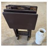 4 TV Trays w/ Stand, White Vase