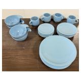 Blue Frankoma Pottery Dish Set