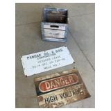 Vintage Crate, 2 Metal Signs