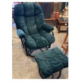 Vintage Green Plush Glider Rocking Chair w/