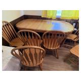Wood Dining Table w/ 6 Matching Dining Chairs
