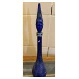 Vintage Blue Hobnail Decanter Genie Bottle