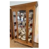 Vintage Wood Curio Cabinet Featuring Detailed