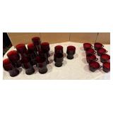13+/- Ruby Red Glasses, 8+/- Cups
