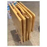 4 Wooden TV Trays w/ Stand