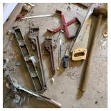 Sledgehammer, Hand Saw, 2 Pipe Wrenches,