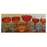 6+/- Vintage Amberina Glass Pieces