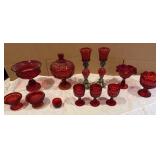 12+/- Vintage Red Glass Pieces