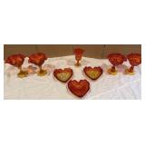 8+/- Vintage Amberina Glass Pieces