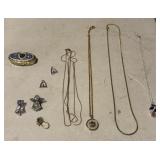 4 Necklaces, 2 Pins, 2 Pendants, Vintage Portable