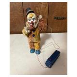 Vintage Tin "Smoking Clown Toy Made in Japan