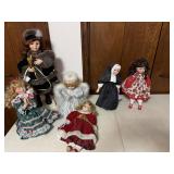 4+/- Porcelain Christmas Dolls, 2 Porcelain