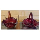 Indiana Glass Dewdrop Ruby Red Basket Marked