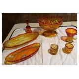Misc. Amberina & Amber Colored Glass Pieces