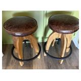 2 Rustic Style Swivel Bar Stools