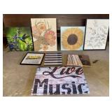 5+/- Canvas Wall Art Pieces, 3+/- Framed Wall