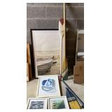 4 Various Sized Framed Wall Art, Decorative Oars
