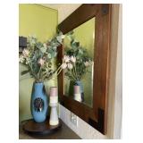 Beveled Edge Framed Mirror, Lazy Susan, Vase w/