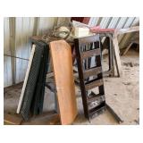 3 Sawhorses, Work Table, Extension Cord, Wall