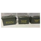 3 Empty Metal Ammunition Boxes