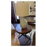 Rustic Style Round Side Table, Table Lamp