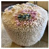Round Shaggy Footstool w/ Legs