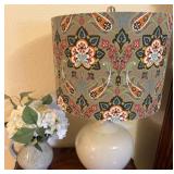 Table Lamp, Artificial Flowers w/ Vase