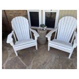 2 Adirondack Chairs, Artificial Plant, Side Table