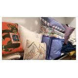 Throw Pillows, Blankets, Air Mattress,