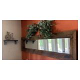 Thick Wooden Framed Mirror, Artificial Flowers,