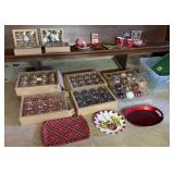 Various Sized Ornaments, Christmas Dishes
