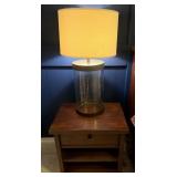 Wood Nightstand & Table Lamp