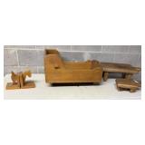 Wooden Baby Doll Cradle, Bookends, 2 Wooden