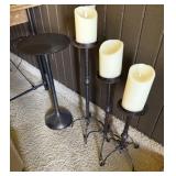 3 Floor Candle Holders w/ Artificial Candles,