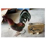 Decorative Rock, Metal Rooster