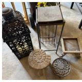 4 Plant Stands, Decorative Lantern, Artificial