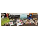 Misc. Stamps, Coin Bank Globe, Sewing Box,