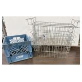 Crystal Plastic Crate, 4 Wire Baskets