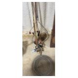 4 Fishing Rods/Reels, 2 Fishing Nets