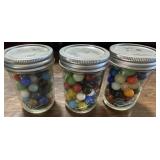 3 Small Ball Jars of Marbles