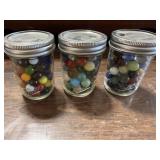 3 Small Ball Jars of Marbles