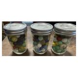 3 Small Ball Jars of Marbles