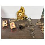 2 Wall Sconces, Wall Clock (Works), Vintage Bed