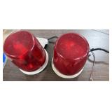 2 Vintage Rotating Red Halogen Lamps