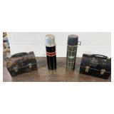 2 Vintage Lunch Pales, 2 Vintage Thermos