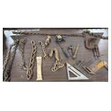 Misc. Chains, Hook, 2 C-Clamps,