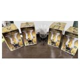 5 Black Finish Wire & Glass Candle Holders