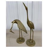 (2) Brass Crane Figurines