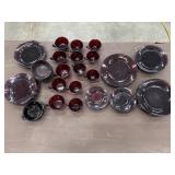 Anchor Hocking Ruby Red Plates, coffee mugs,