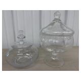 (2) lidded candy dishes